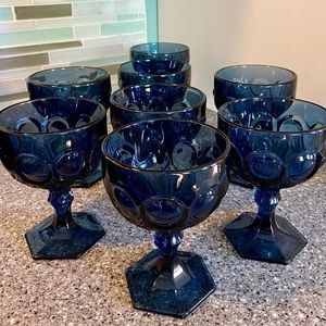 Fostoria Moonstone Dark Blue Glasses- 8 in set
